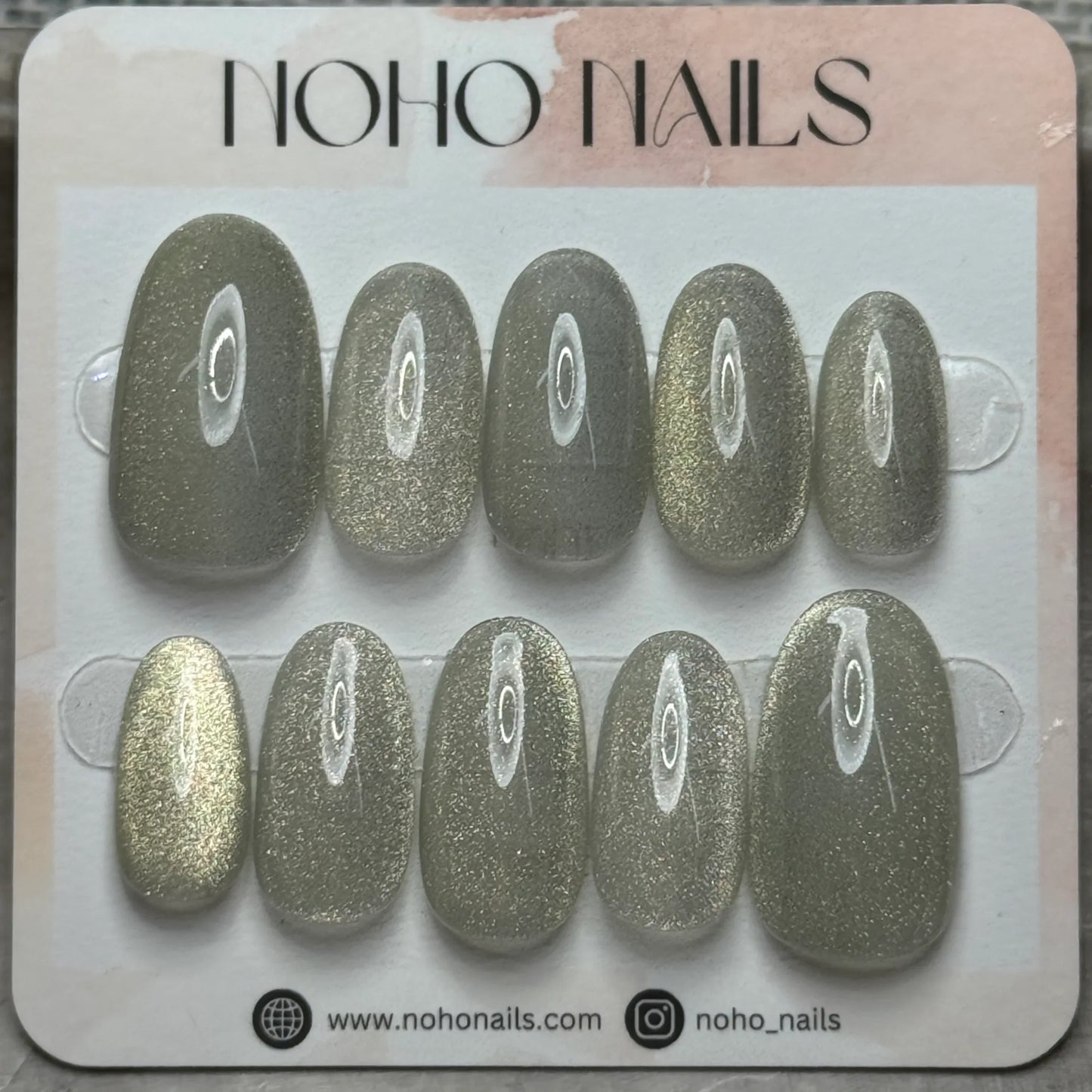 Grey Green Gold - Noho Nails