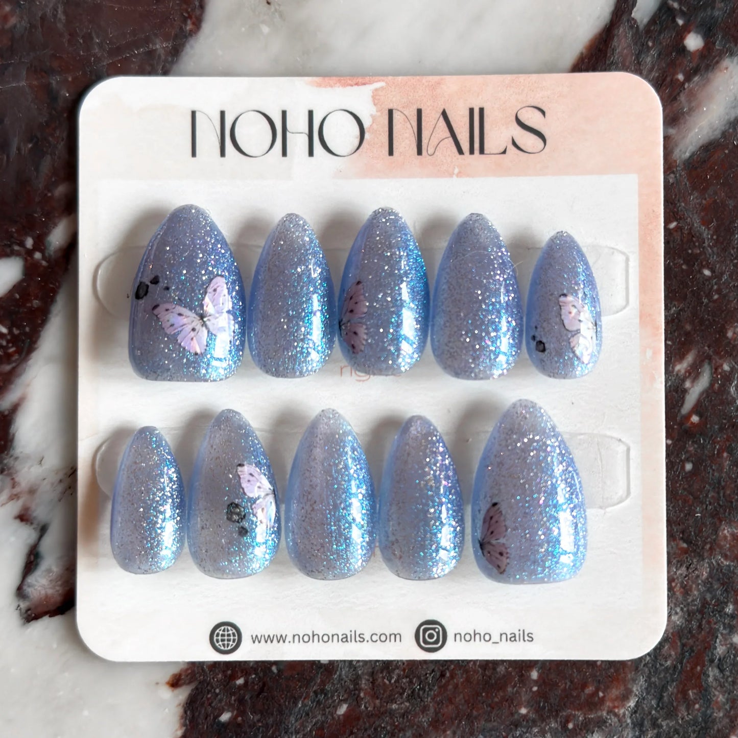 Silver Studded Blue - Noho Nails