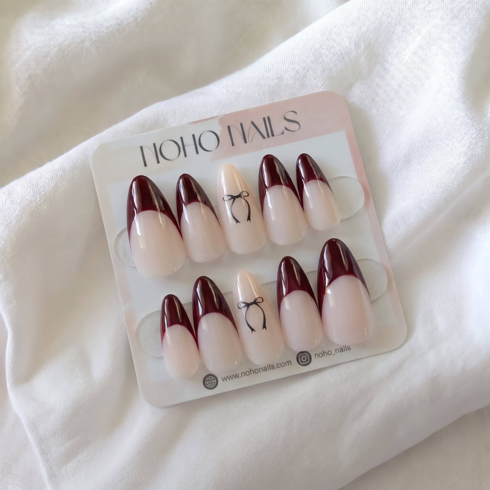 Bordeaux Bows - Noho Nails