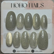 Grey Green Gold - Noho Nails