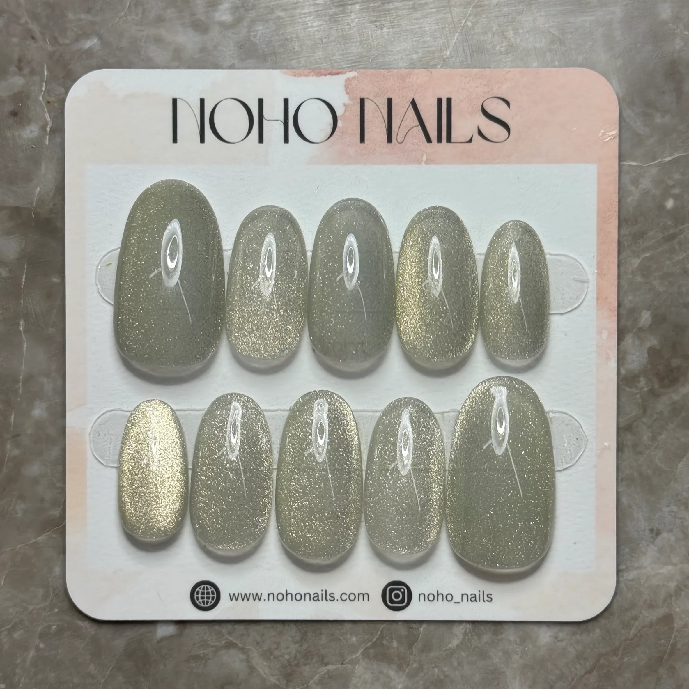 Grey Green Gold - Noho Nails