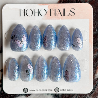 Silver Studded Blue - Noho Nails