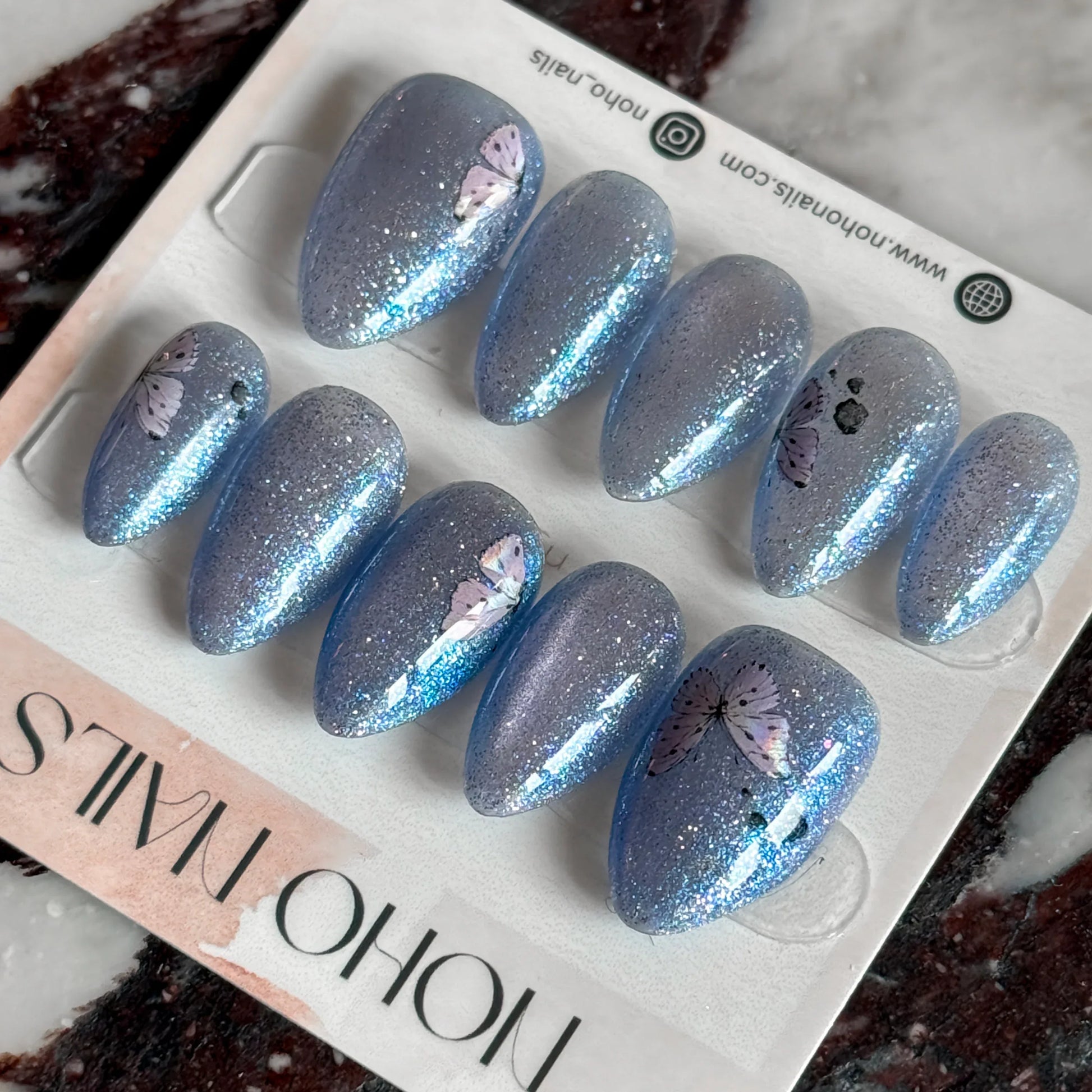 Silver Studded Blue - Noho Nails