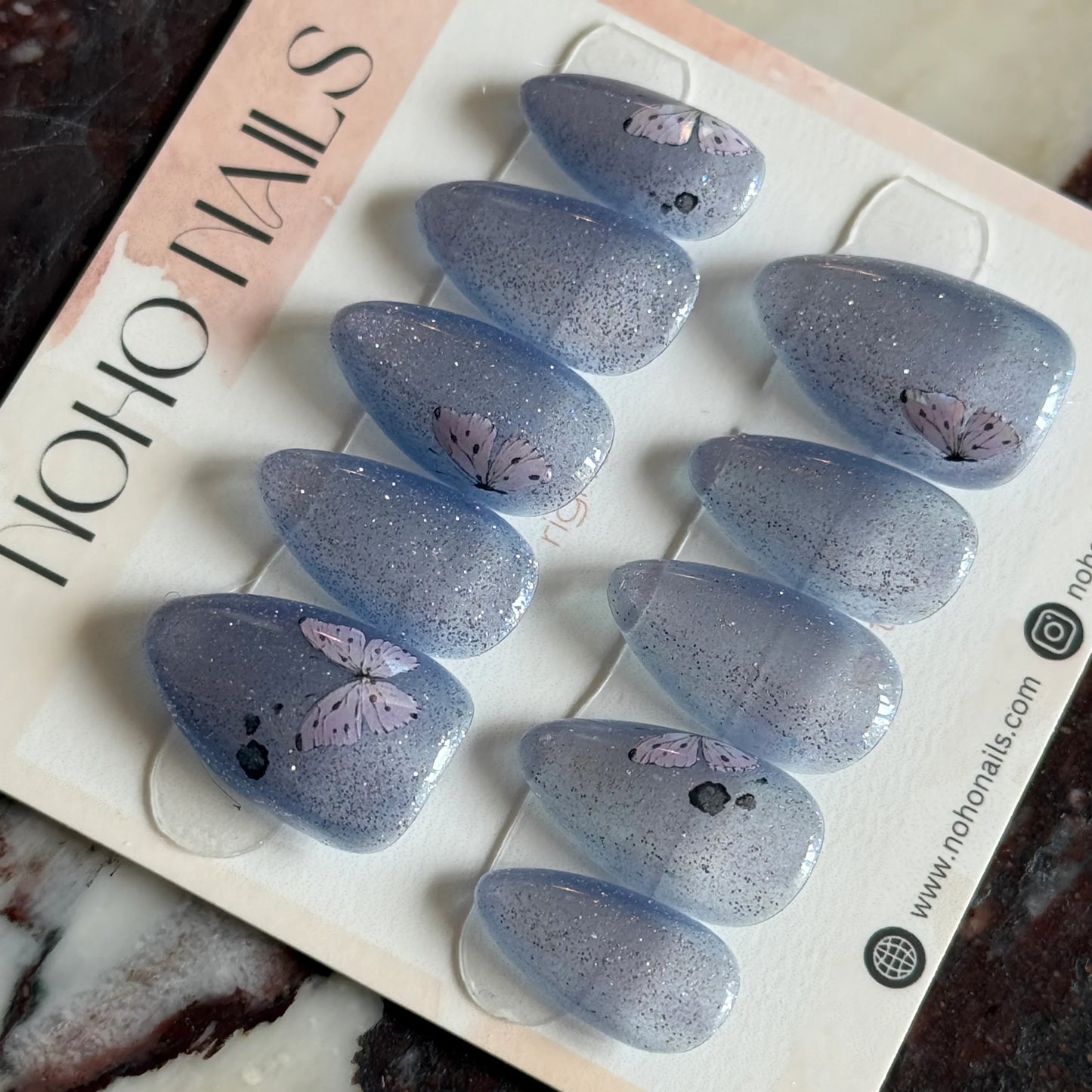 Silver Studded Blue - Noho Nails