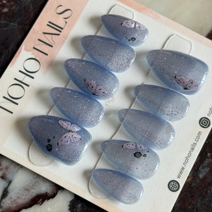 Silver Studded Blue - Noho Nails