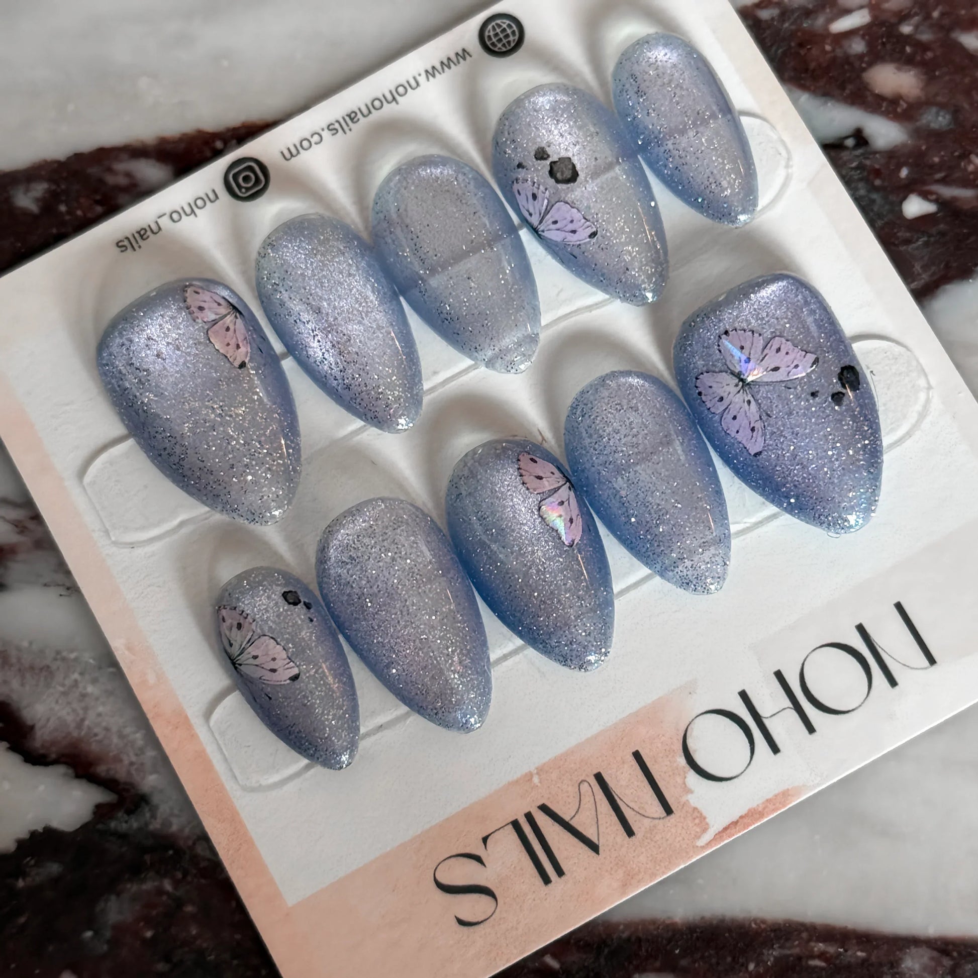 Silver Studded Blue - Noho Nails