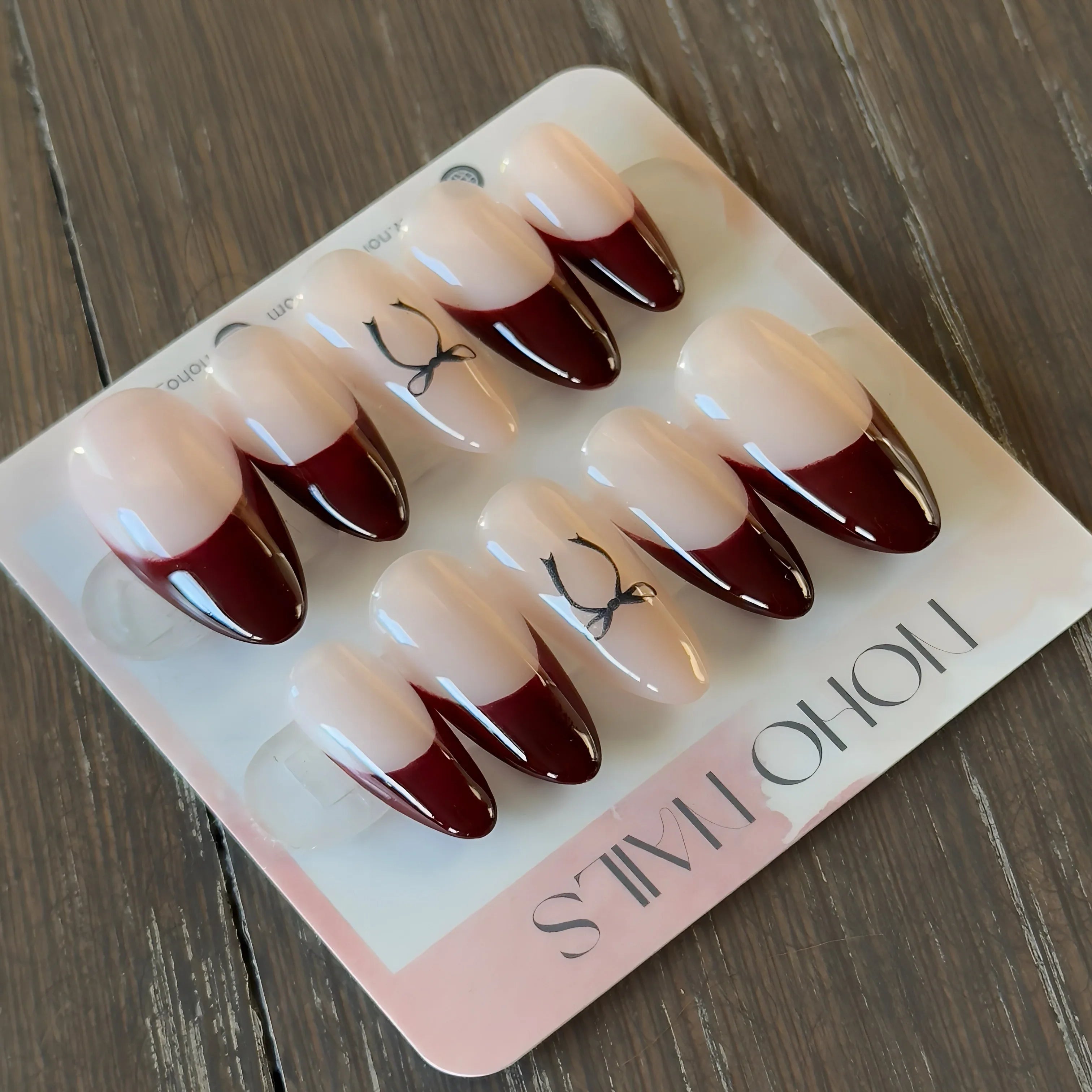 Bordeaux Bows - Noho Nails