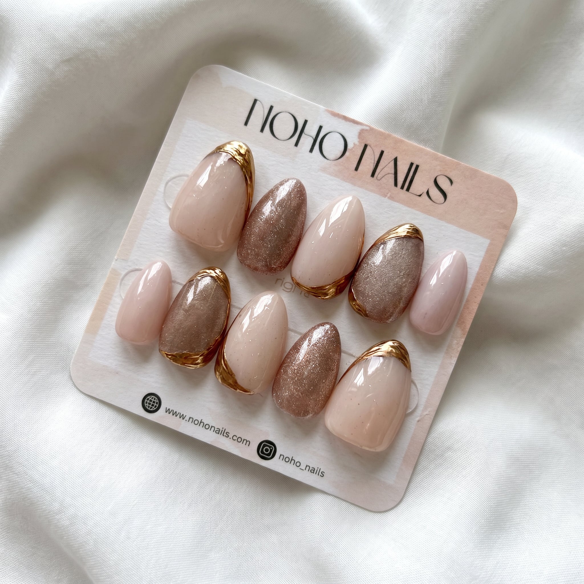 Cashmere Wrap press-on nails on Noho Nails card